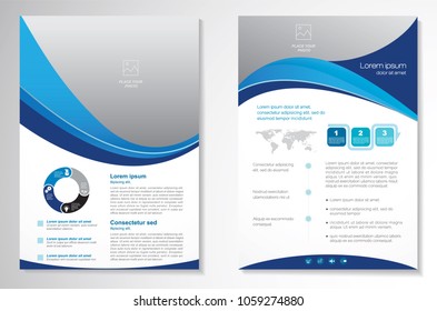 Template vector design for Brochure, AnnualReport, Magazine, Poster, Corporate Presentation, Portfolio, Flyer, infographic, layout modern with blue color size A4, Front and back, Easy to use and edit.