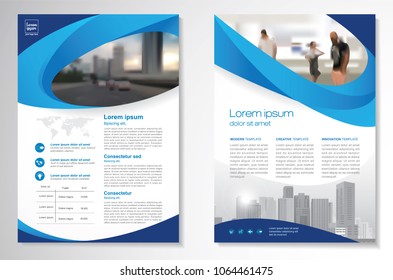 Template vector design for Brochure, AnnualReport, Magazine, Poster, Corporate Presentation, Portfolio, Flyer, infographic, layout modern with blue color size A4, Front and back, Easy to use and edit.