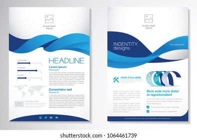 Template vector design for Brochure, AnnualReport, Magazine, Poster, Corporate Presentation, Portfolio, Flyer, infographic, layout modern with blue color size A4, Front and back, Easy to use and edit.