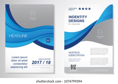 Template vector design for Brochure, AnnualReport, Magazine, Poster, Corporate Presentation, Portfolio, Flyer, infographic, layout modern with blue color size A4, Front and back, Easy to use and edit.