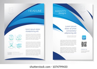 Template vector design for Brochure, AnnualReport, Magazine, Poster, Corporate Presentation, Portfolio, Flyer, infographic, layout modern with blue color size A4, Front and back, Easy to use and edit.