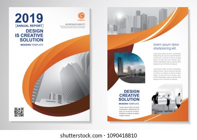Template vector design for Brochure, AnnualReport, Magazine, Poster, Corporate Presentation, Portfolio, Flyer, infographic, layout modern with Orange color size A4, Front and back, Easy to use .