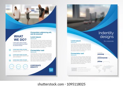 Template vector design for Brochure, AnnualReport, Magazine, Poster, Corporate Presentation, Portfolio, Flyer, infographic, layout modern with blue color size A4, Front and back, Easy to use and edit.