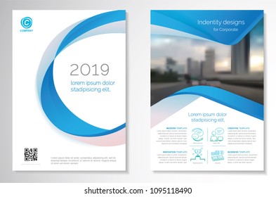 Template vector design for Brochure, AnnualReport, Magazine, Poster, Corporate Presentation, Portfolio, Flyer, infographic, layout modern with blue color size A4, Front and back, Easy to use and edit.