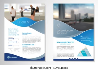 Template vector design for Brochure, AnnualReport, Magazine, Poster, Corporate Presentation, Portfolio, Flyer, infographic, layout modern with blue color size A4, Front and back, Easy to use and edit.