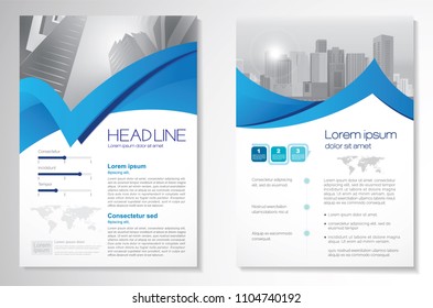 Template vector design for Brochure, AnnualReport, Magazine, Poster, Corporate Presentation, Portfolio, Flyer, infographic, layout modern with blue color size A4, Front and back, Easy to use and edit.