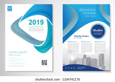 Template vector design for Brochure, AnnualReport, Magazine, Poster, Corporate Presentation, Portfolio, Flyer, infographic, layout modern with blue color size A4, Front and back, Easy to use and edit.