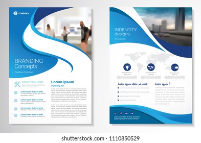 Template vector design for Brochure, AnnualReport, Magazine, Poster, Corporate Presentation, Portfolio, Flyer, infographic, layout modern with blue color size A4, Front and back, Easy to use and edit.