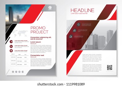 Template vector design for Brochure, AnnualReport, Magazine, Poster, Corporate Presentation, Portfolio, Flyer, infographic, layout modern with red color size A4, Front and back, Easy to use and edit.