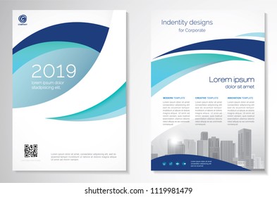 Template vector design for Brochure, AnnualReport, Magazine, Poster, Corporate Presentation, Portfolio, Flyer, infographic, layout modern with blue color size A4, Front and back, Easy to use and edit.