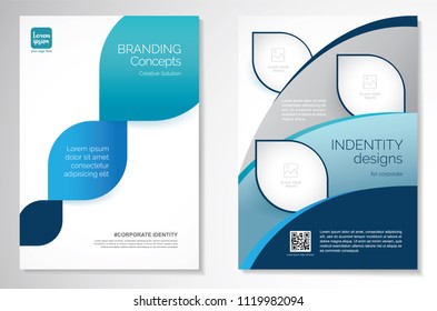 Template vector design for Brochure, AnnualReport, Magazine, Poster, Corporate Presentation, Portfolio, Flyer, infographic, layout modern with blue color size A4, Front and back, Easy to use and edit.