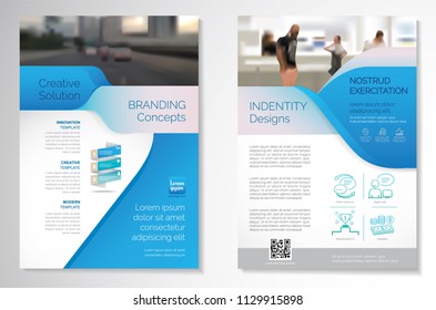 Template vector design for Brochure, AnnualReport, Magazine, Poster, Corporate Presentation, Portfolio, Flyer, infographic, layout modern with blue color size A4, Front and back, Easy to use and edit.
