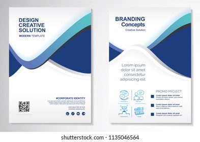 Template vector design for Brochure, AnnualReport, Magazine, Poster, Corporate Presentation, Portfolio, Flyer, infographic, layout modern with blue color size A4, Front and back, Easy to use and edit.
