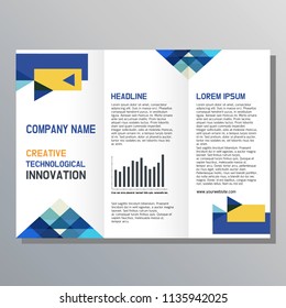 Template vector design for Brochure, AnnualReport, Magazine, Poster, Corporate Presentation, Portfolio, Flyer, infographic, layout modern with blue color size A4, Front and back, Easy to use and edit.