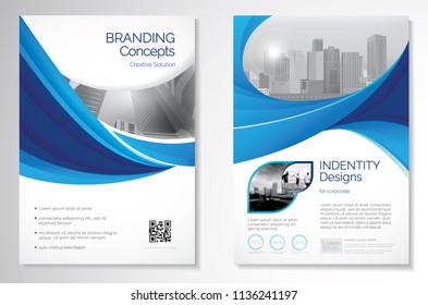 Template vector design for Brochure, AnnualReport, Magazine, Poster, Corporate Presentation, Portfolio, Flyer, infographic, layout modern with blue color size A4, Front and back, Easy to use and edit.