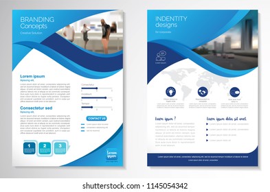 Template vector design for Brochure, AnnualReport, Magazine, Poster, Corporate Presentation, Portfolio, Flyer, infographic, layout modern with blue color size A4, Front and back, Easy to use and edit.