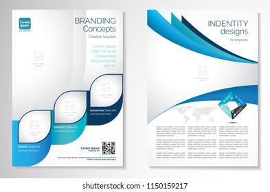 Template vector design for Brochure, AnnualReport, Magazine, Poster, Corporate Presentation, Portfolio, Flyer, infographic, layout modern with blue color size A4, Front and back, Easy to use and edit.