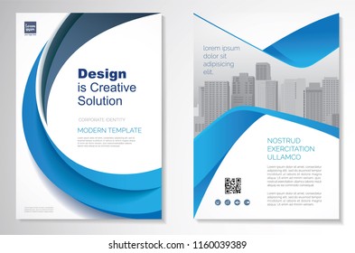 Template vector design for Brochure, AnnualReport, Magazine, Poster, Corporate Presentation, Portfolio, Flyer, infographic, layout modern with blue color size A4, Front and back, Easy to use and edit.