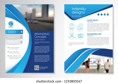 Template vector design for Brochure, AnnualReport, Magazine, Poster, Corporate Presentation, Portfolio, Flyer, infographic, layout modern with blue color size A4, Front and back, Easy to use and edit.