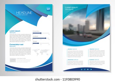 Template vector design for Brochure, AnnualReport, Magazine, Poster, Corporate Presentation, Portfolio, Flyer, infographic, layout modern with blue color size A4, Front and back, Easy to use and edit.