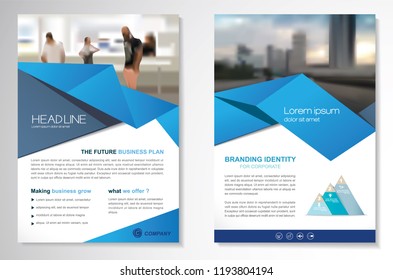 Template vector design for Brochure, AnnualReport, Magazine, Poster, Corporate Presentation, Portfolio, Flyer, infographic, layout modern with blue color size A4, Front and back, Easy to use and edit.