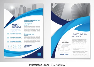 Template vector design for Brochure, AnnualReport, Magazine, Poster, Corporate Presentation, Portfolio, Flyer, infographic, layout modern with blue color size A4, Front and back, Easy to use and edit.