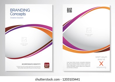 Template vector design for Brochure, AnnualReport, Magazine, Poster, Corporate Presentation, Portfolio, Flyer, infographic, layout modern with Orange color size A4, Front and back, Easy to use.