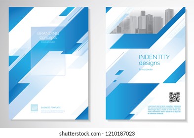 Template vector design for Brochure, AnnualReport, Magazine, Poster, Corporate Presentation, Portfolio, Flyer, infographic, layout modern with blue color size A4, Front and back, Easy to use and edit.