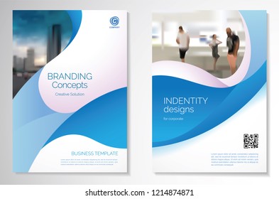 Template vector design for Brochure, AnnualReport, Magazine, Poster, Corporate Presentation, Portfolio, Flyer, infographic, layout modern with blue color size A4, Front and back, Easy to use and edit.