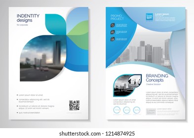 Template vector design for Brochure, AnnualReport, Magazine, Poster, Corporate Presentation, Portfolio, Flyer, infographic, layout modern with blue color size A4, Front and back, Easy to use and edit.