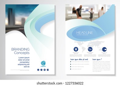 Template vector design for Brochure, AnnualReport, Magazine, Poster, Corporate Presentation, Portfolio, Flyer, infographic, layout modern with blue color size A4, Front and back, Easy to use and edit.
