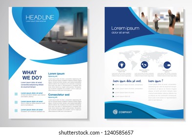 Template vector design for Brochure, AnnualReport, Magazine, Poster, Corporate Presentation, Portfolio, Flyer, infographic, layout modern with blue color size A4, Front and back, Easy to use and edit.