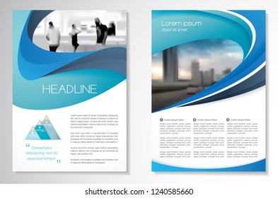 Template vector design for Brochure, AnnualReport, Magazine, Poster, Corporate Presentation, Portfolio, Flyer, infographic, layout modern with blue color size A4, Front and back, Easy to use and edit.
