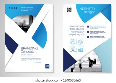 Template vector design for Brochure, AnnualReport, Magazine, Poster, Corporate Presentation, Portfolio, Flyer, infographic, layout modern with blue color size A4, Front and back, Easy to use and edit.