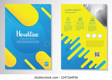 Template vector design for Brochure, AnnualReport, Magazine, Poster, Corporate Presentation, Portfolio, Flyer, infographic, layout modern with blue color size A4, Front and back, Easy to use and edit.