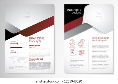 Template vector design for Brochure, AnnualReport, Magazine, Poster, Corporate Presentation, Portfolio, Flyer, infographic, layout modern with red color size A4, Front and back, Easy to use and edit.