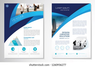 Template Vektordesign für Broschüre, AnnualReport, Magazine, Poster, Corporate Presentation, Portfolio, Flyer, Infografik, Layout modern mit blauer Farbgröße A4, Front und Back, einfach zu benutzen und zu bearbeiten.