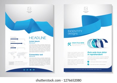 Template vector design for Brochure, AnnualReport, Magazine, Poster, Corporate Presentation, Portfolio, Flyer, infographic, layout modern with blue color size A4, Front and back, Easy to use and edit.