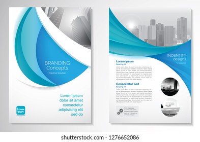 Template vector design for Brochure, AnnualReport, Magazine, Poster, Corporate Presentation, Portfolio, Flyer, infographic, layout modern with blue color size A4, Front and back, Easy to use and edit.