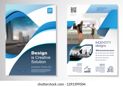 Template vector design for Brochure, AnnualReport, Magazine, Poster, Corporate Presentation, Portfolio, Flyer, infographic, layout modern with blue color size A4, Front and back, Easy to use and edit.