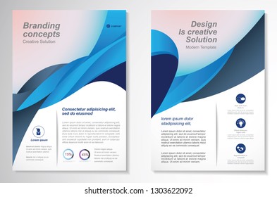 Template vector design for Brochure, AnnualReport, Magazine, Poster, Corporate Presentation, Portfolio, Flyer, infographic, layout modern with blue color size A4, Front and back, Easy to use and edit.