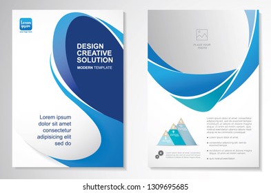 Template vector design for Brochure, AnnualReport, Magazine, Poster, Corporate Presentation, Portfolio, Flyer, infographic, layout modern with blue color size A4, Front and back, Easy to use and edit.