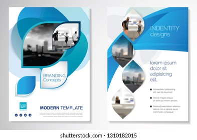 Template vector design for Brochure, AnnualReport, Magazine, Poster, Corporate Presentation, Portfolio, Flyer, infographic, layout modern with blue color size A4, Front and back, Easy to use and edit.