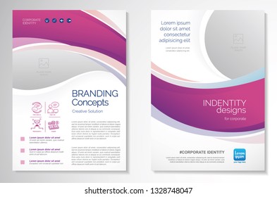 Template vector design for Brochure, AnnualReport, Magazine, Poster, Corporate Presentation, Portfolio, Flyer, infographic, layout modern with purple color size A4, Front and back, Easy to use.