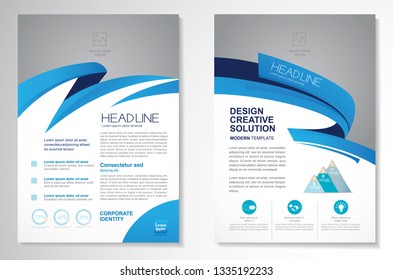 Template vector design for Brochure, AnnualReport, Magazine, Poster, Corporate Presentation, Portfolio, Flyer, infographic, layout modern with blue color size A4, Front and back, Easy to use and edit.