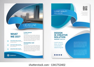 Template vector design for Brochure, AnnualReport, Magazine, Poster, Corporate Presentation, Portfolio, Flyer, infographic, layout modern with blue color size A4, Front and back, Easy to use and edit.