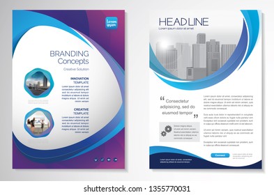 Template vector design for Brochure, AnnualReport, Magazine, Poster, Corporate Presentation, Portfolio, Flyer, infographic, layout modern with blue color size A4, Front and back, Easy to use and edit.