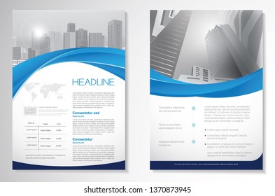 Template vector design for Brochure, AnnualReport, Magazine, Poster, Corporate Presentation, Portfolio, Flyer, infographic, layout modern with blue color size A4, Front and back, Easy to use and edit.