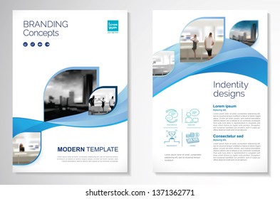 Template vector design for Brochure, AnnualReport, Magazine, Poster, Corporate Presentation, Portfolio, Flyer, infographic, layout modern with blue color size A4, Front and back, Easy to use and edit.