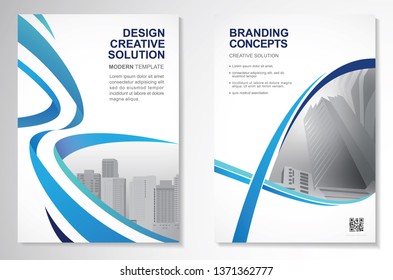 Template vector design for Brochure, AnnualReport, Magazine, Poster, Corporate Presentation, Portfolio, Flyer, infographic, layout modern with blue color size A4, Front and back, Easy to use and edit.